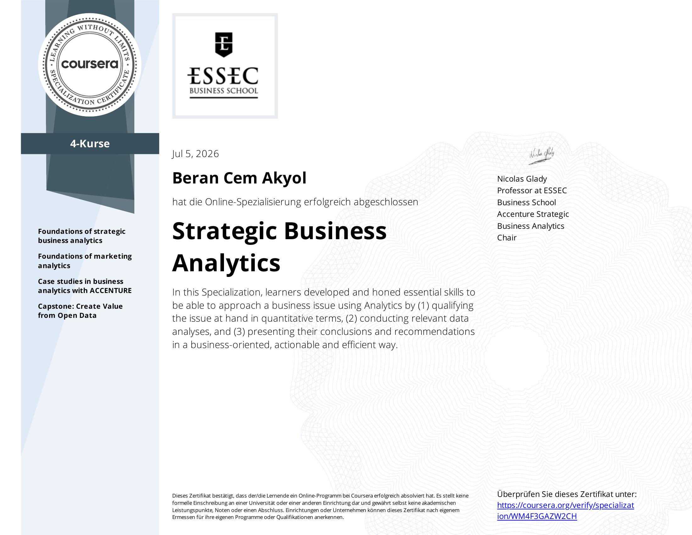 Strategic Business Analytics Certificate — ESSEC Business School