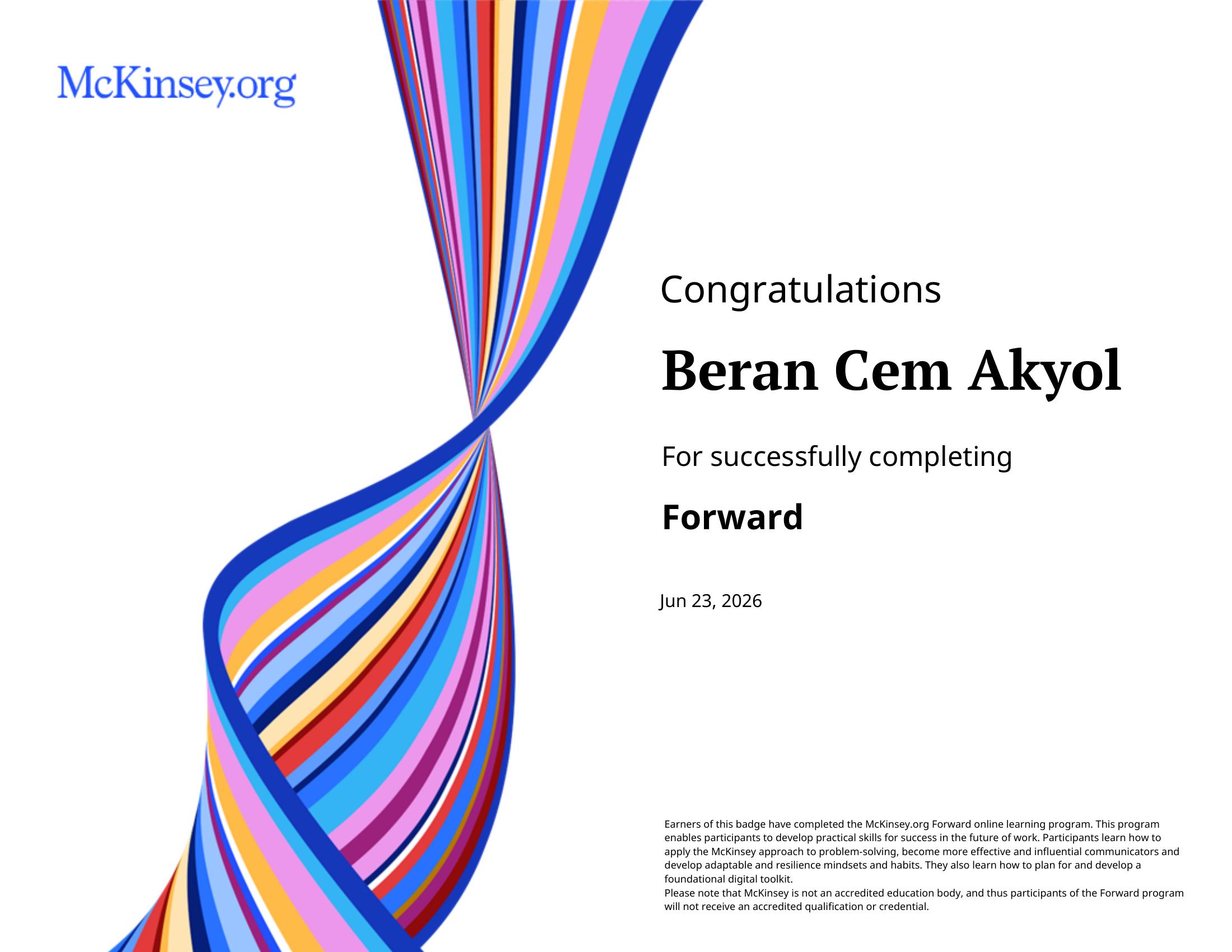 McKinsey Forward Program Certificate